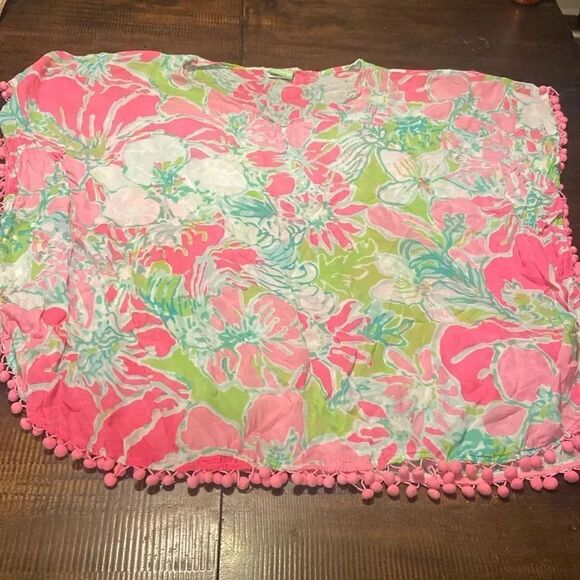 Classic whimsy Other - CLASSIC WHIMSY PINK AND GREEN POM POM TRIM COVER UP M/L LADIES